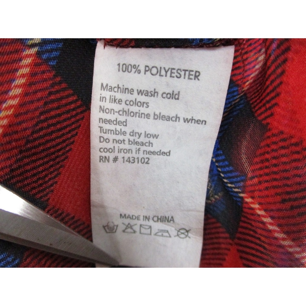 Chic Happens Red Blue Plaid Surplice Draped High Low Blouse Womens Medium - Picture 5 of 10
